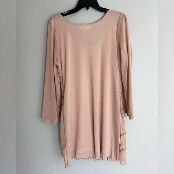 PRETTY ANGEL Silk Mesh Applique Beaded Slip Dress Fairy Coquette Angel Boho Sz L - Picture 13 of 16